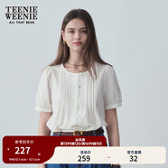 Teenie Weenie小熊夏季清新學(xué)院甜美娃娃衫泡泡袖短袖襯衫通勤女裝 白色 S (160)