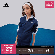 adidas男女大童休閑舒適長(cháng)袖套裝兒童秋季新款阿迪達斯官方輕運動(dòng) 深藍/白色   140