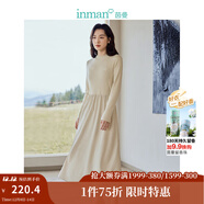茵曼（INMAN）2025秋冬女裝新款燈芯絨連衣裙新品長(cháng)袖休閑針織禮服中長(cháng)裙子 淡香杏-18348357H1 S