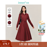 茵曼（INMAN）【商場(chǎng)同款】法式復古碎花連衣裙2025春秋季女裝新品長(cháng)袖長(cháng)裙子 暗紅色 S