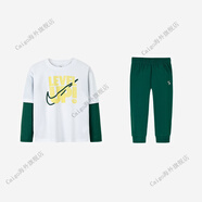 耐克（NIKE） 3brand童裝男女童T恤長(cháng)褲2件套2025秋新款兒童套裝N32432267 長(cháng)青綠色 110 _52 【建議身高98-104cm】