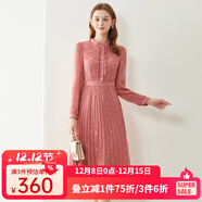 經(jīng)典故事（JANE STORY）秋季氣質(zhì)襯衫式長(cháng)袖連衣裙2024新款女設計感木耳邊顯瘦百褶雪紡裙 豆沙粉 XL