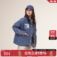 拉拉波波春冬新款時(shí)尚重工刺繡字母休閑棒球領(lǐng)棉服外套女LBCC-WSMW11 藍色 S