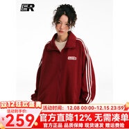 ER【明星同款】男套裝女條紋撞色加絨衛衣潮牌運動(dòng)服校園風(fēng)情侶裝 紅色套裝(內里加絨) L