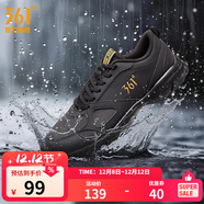 361°運動(dòng)鞋男鞋秋冬季透氣網(wǎng)面跑鞋黑色通勤輕質(zhì)戶(hù)外慢跑步鞋 曜石黑/皇冠金【皮革面防潑水】 42