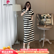 皮爾卡丹條紋短袖半身裙長(cháng)裙兩件套韓版休閑時(shí)尚套裝裙女夏季洋氣減齡百搭 條紋套裙 S (100斤以?xún)?