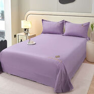 潮思匯繡花親膚磨毛純色圓角花邊床單被單宿舍單雙人荷葉邊水洗床單 暗紫-吊邊床單 【1.2米床】床單 180cm*245cm