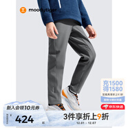 moodytiger兒童褲子高彈透氣秋冬季男童長(cháng)褲加絨柔軟親膚女童戶(hù)外休閑運動(dòng)褲 【梭織抓絨】侘寂灰 140 cm