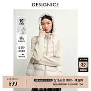 迪賽尼斯（DESIGNICE）迪賽尼斯2025冬季新款通勤休閑氣質(zhì)白鴨絨拼接輕薄連帽羽絨外套女 燕麥色 L