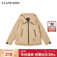 E·LAND KIDS衣戀夏季新品男女童時(shí)尚休閑連帽拉鏈夾克外套 Beige米色/35 170 cm