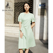 beanpole【新品】2025夏季女士素雅褶皺不規則簡(jiǎn)約短袖連衣裙 蘋(píng)果綠 S 160/84A