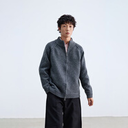 ZZ&FFZZYT美式覆古解構拼接圓領(lǐng)毛衣男女簡(jiǎn)約慵懶風(fēng)寬松休閑開(kāi)衫針織衫 深灰色 M