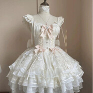 夏裝新款韓系可愛(ài)甜妹蓬蓬裙減齡唯美收腰顯瘦生日連衣裙短裙女仙 裙子+裙身配飾+拖尾 （不包含裙撐頸飾） XS