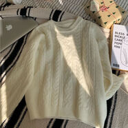 俞兆林（YUZHAOLIN）2025新款純色溫柔風(fēng)圓領(lǐng)麻花毛衣女內搭秋冬季百搭打底針織衫上衣 米白色 M 95-110斤
