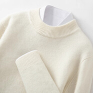 羊絨世家2025秋冬半高領(lǐng)加厚山羊絨衫男寬松大碼針織衫 產(chǎn)自鄂爾多斯市-白色 厚款 3XL 適合體重 180-210斤