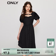 ONLY時(shí)尚短泡泡袖中長(cháng)款雪紡連衣裙女|123107076 H1Z黑色 S (160) 80A