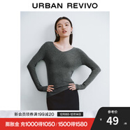 UR秋季新款女裝簡(jiǎn)約基礎百搭休閑修身V領(lǐng)針織衫UWB940008 中灰 M