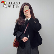 啄木鳥(niǎo)巨好看的早秋冬裝日韓系氣質(zhì)一整套ootd穿搭連衣裙子女兩件套裝女 黑色外套【大碼女裝早秋季流行風(fēng)格簡(jiǎn)單大方感ins超 M