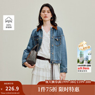 茵曼（INMAN）章若楠同款復古休閑短款牛仔外套長(cháng)袖上衣 牛仔藍-18538234 M