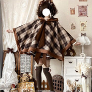 百樂(lè )芬秋冬款廢土風(fēng)蝴蝶結斗篷設計感Lolita蛋糕裙小個(gè)子洛麗塔連衣裙 【單件】高品質(zhì)焦糖可可斗篷（秋冬款） L