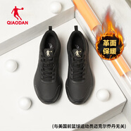 喬丹QIAODAN運動(dòng)鞋男鞋秋秋冬季減震跑鞋輕便防風(fēng)保暖革面跑步鞋男鞋 黑色金色 42.5