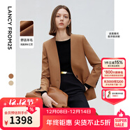 朗姿2025年秋季新款法式高智設計感西服外套氣質(zhì)職業(yè)通勤西裝女 紅駝色2 M