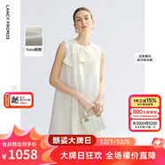 朗姿二醋酸黑白高級感蝴蝶結a字無(wú)袖輕禮服連衣裙2025年夏季新款 白色 M