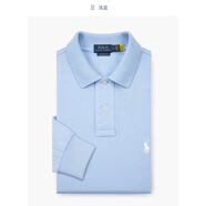 FAME RALPH LAUREN拉夫勞倫Ralph Lauren美式休閑純棉翻領(lǐng)長(cháng)袖polo衫男裝加大碼t恤 淺藍色 XS 【100-130斤】
