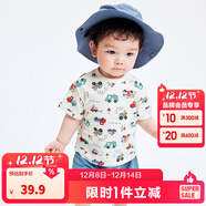 巴拉巴拉嬰兒t恤寶寶打底衫女童上衣男短袖夏季全棉可愛(ài) 綠紅色調00346 110