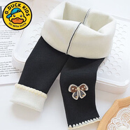 G.duck女童加絨打底褲女寶寶加厚秋冬裝外穿洋氣小女孩一體絨褲子兒童裝 黑色 90