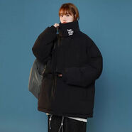 薩肯貓（SAKENMAO）棉衣棉服女冬季2025韓系時(shí)尚加絨加厚保暖面包服棉襖外套 黑色 2XL