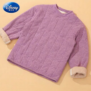 迪士尼（Disney）兒童冬季新款校服神器套裝男女童加厚夾棉棉衣棉褲中大童保暖套裝 淺紫單衣 130 偏胖選大115-125cm