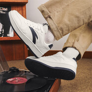 安踏（ANTA）板鞋男2025冬季新款皮面保暖厚底增高小白鞋經(jīng)典百搭休閑運動(dòng)鞋男 象牙白/深藍黑 42.5