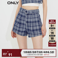 ONLY休閑顯瘦A字高腰寬松短褲牛仔褲女|123243059 J33 350水洗牛仔藍 S (160) R