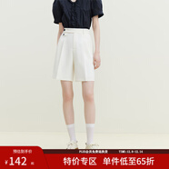 范思藍恩23FS12554百慕大短褲女新款夏天五分高腰西褲休閑褲 白色 S