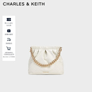 CHARLES&KEITH鏈條單肩腋下托特包流浪包包女包女友生日圣誕禮物CK2-20671559 【M號】White白色 M