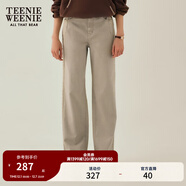 Teenie Weenie小熊女裝秋季簡(jiǎn)約風(fēng)復古彩色直筒寬松牛仔褲長(cháng)褲女士 卡其色 XS (155)