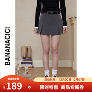 banana cici2024年春季新款精致學(xué)院風(fēng)休閑高腰A字壓褶半身短裙C242QZ594 灰色 L