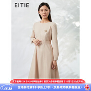 愛(ài)特愛(ài)（EITIE）薄呢料溫柔長(cháng)袖純色連衣裙秋季新款氣質(zhì)通勤百搭A字裙C2207002 米瓷71 L 165