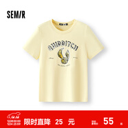森馬（Semir）哈利波特IP|短袖t恤女小寬松涼感上衣2025夏裝新款印花速干套頭衫 黃色調00333-金色飛賊 XS