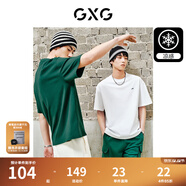 GXG男裝 夏季新款重磅系列精致小字母繡花圓領(lǐng)短袖T恤 綠色 L