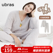 ubras【虞書(shū)欣同款】兔絨絨開(kāi)襟家居服套裝厚款女加絨睡衣冬季女 【長(cháng)袖長(cháng)褲套裝】拿鐵灰色 M