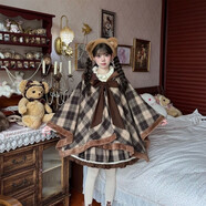 百樂(lè )芬秋冬款廢土風(fēng)蝴蝶結斗篷設計感Lolita蛋糕裙小個(gè)子洛麗塔連衣裙 【兩件】高品質(zhì)焦糖可可斗篷+jsk吊帶裙 S