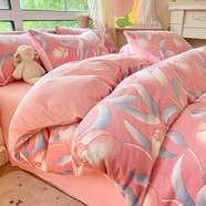 晚安家紡四件套牛奶絨2024冬季款床上珊瑚絨雙面厚加絨被套床單床 伊蓮娜加厚牛奶絨 床單款 2.0m四件套適合220240厘m