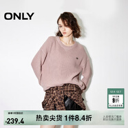 ONLY秋冬慵懶風(fēng)純棉寬松落肩圓領(lǐng)針織衫女|124324024 C17 后花園粉色 S (160) 80A