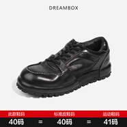 dreambox鈞博英倫復古水洗馬皮休閑板鞋2024春季新款灰色男士鞋子 黑色 38