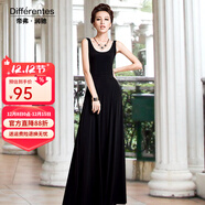 帝弗潤馳 2019新款無(wú)袖打底針織連衣裙 修身拖地長(cháng)裙 春夏純色打底女裙 黑色 L