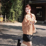 VEGA CHANG短外套女2026春季新款復古麂皮絨夾克雅丹風(fēng)寬松上衣 核桃棕 M