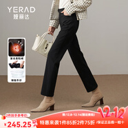 婭麗達加絨直筒褲女2024年冬新款小個(gè)子寬松顯瘦煙管褲大碼牛仔褲 黑色（A0) 30