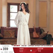 兩三事黑色長(cháng)袖連衣裙女春季新款新中式長(cháng)裙法式復古裙子夜聽(tīng)朝云 白色預售 S